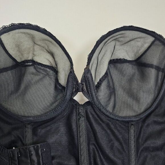 Vtg‎ Sophistique By Smoothie Black Bustier Long Line Bra Boning Floral Lace 36B - Picture 11 of 15